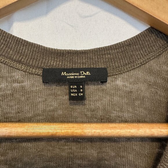 MASSIMO DUTTI OLIVE GREEN 100% LINEN STRAPPY TANK TOP - Picture 4 of 5